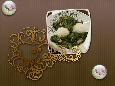 Palek Paneer mit Reis