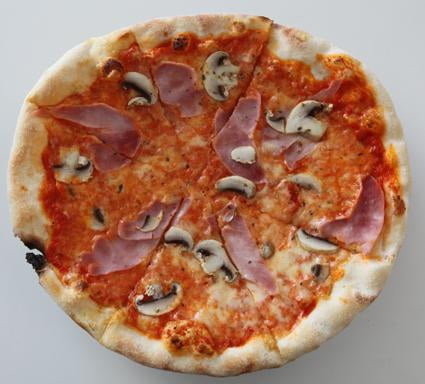 Pizza with Ham and Mushrooms