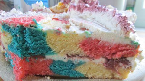 Checkerboard cake with mascarpone cream