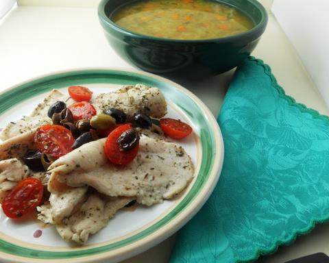 Vegetable and Tomato Marinated Chicken Breast Soup