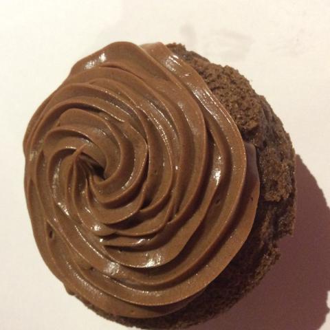Black Devil's Food Cake with chocolate buttercream