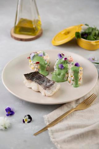 GARLIC HAKE WITH SALAD