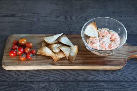 Cream cheese, basil and cherry tomato dip