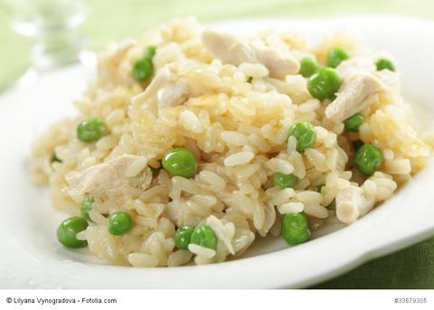 RISOTTO AU POULET ET PETITS POIS