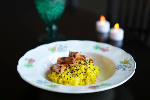 Shrimp curry risotto