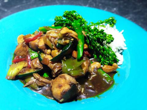 Chinese Inspired Chicken with Cashews and Rice
