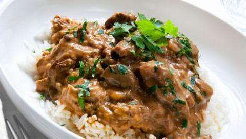Beef steaks with mushrooms and mustard sauce