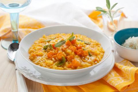Pumpkin with coconut milk risotto