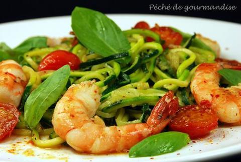 King  Prawns, Lemon, Zucchini and Tagliatella with Sauce
