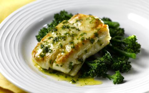 Hake tenderloin with garlic