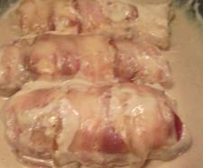 Roulé de poulet aux lard paysan sauce foie gras de Lysiane