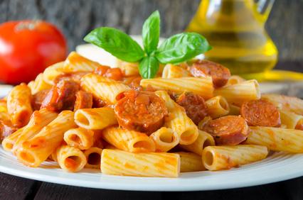 Pâtes chorizo tomates et lardons de Milène