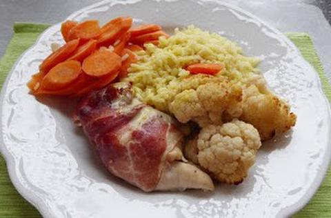 Chicken breast fillet with rice and vegetables