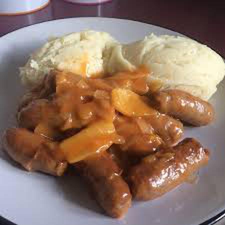 Devilled Sausages served with Potato