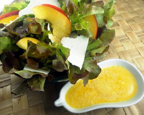Ricotta Peach Salad with Mustard Dressing