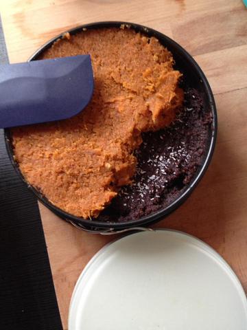Carrot cake made from carrot pomace (without baking)