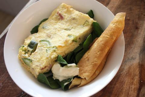 Steamed Bacon Zucchini Frittata