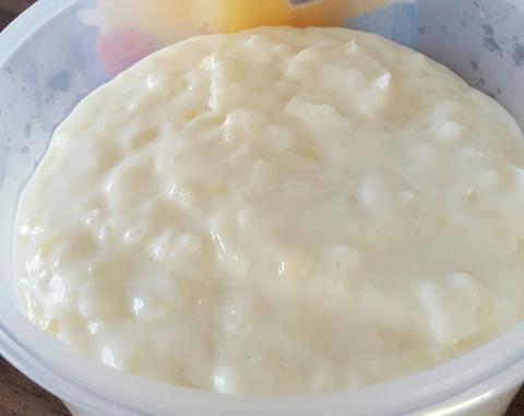 Vanilla rice pudding with white chocolate
