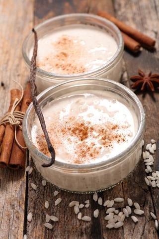 Rice pudding with white chocolate