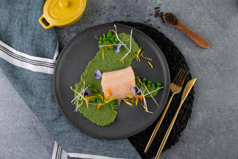 Salmon and Mint Pea Puree