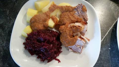 Roast pork crust steam in malt beer