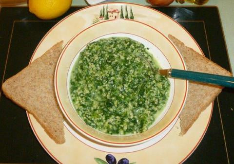 Reissuppe mit Spinat