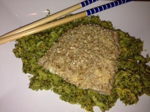 Sesame Salmon with Asian Broccoli
