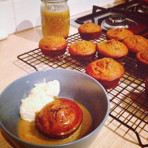 Sticky Date Pudding Muffins with Butterscotch Sauce