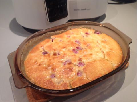 White Chocolate Peach and Raspberry Pudding