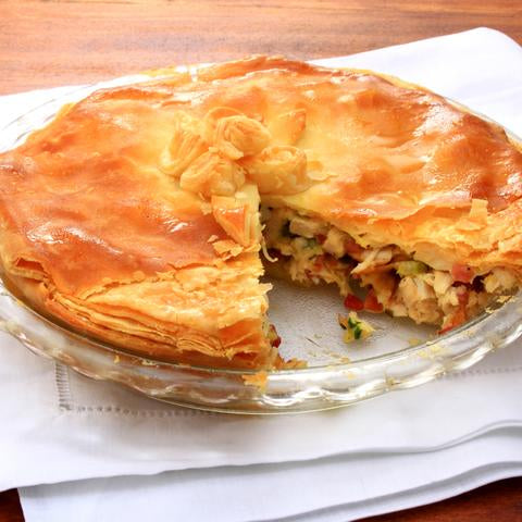 Empada de legumes e salmão