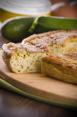 Zucchini flan with goat cheese, and basil